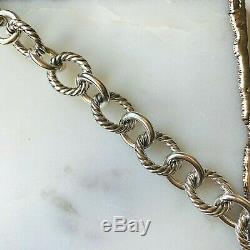 David Yurman $450 Silver Large Oval Link Chain Bracelet 12mm MEDIUM Authentic