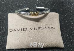 David Yurman 4mm 18k Gold Sterling Silver X Crossover Rope Cable Cuff Bracelet