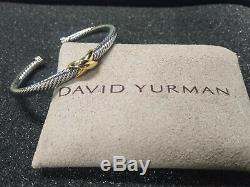David Yurman 4mm 18k Gold Sterling Silver X Crossover Rope Cable Cuff Bracelet
