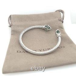 David Yurman 4mm Sterling Silver Cable Wrap Prasiolite with Diamonds Bracelet