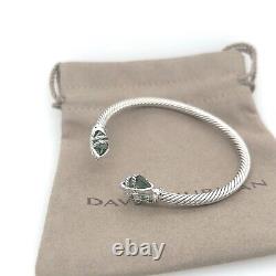 David Yurman 4mm Sterling Silver Cable Wrap Prasiolite with Diamonds Bracelet