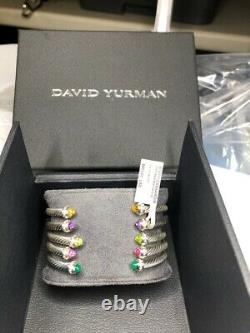 David Yurman 4mm cable Bracelet with Pink Tourmaline Stones Diamonds