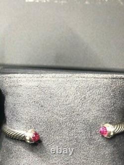 David Yurman 4mm cable Bracelet with Pink Tourmaline Stones Diamonds