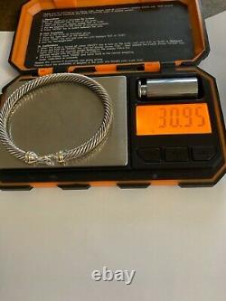 David Yurman 5mm Cable Buckle Bracelet 18K Gold Bezel Size LARGE