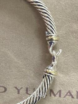 David Yurman 5mm Cable Buckle Bracelet 18K Gold Bezel Size Medium