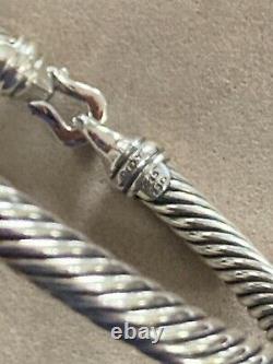 David Yurman 5mm Cable Buckle Bracelet 18K Gold Bezel Size Medium