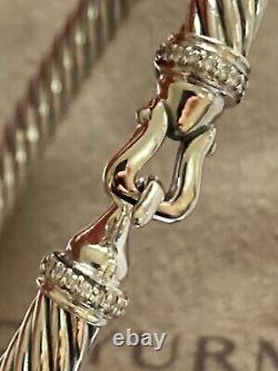 David Yurman 5mm Cable Buckle Diamond Bracelet Size LARGE