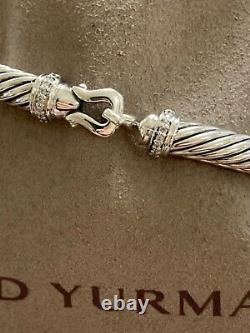 David Yurman 5mm Cable Buckle Diamond Bracelet Size LARGE