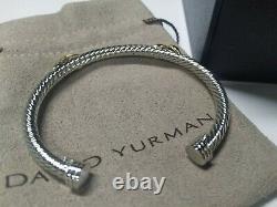 David Yurman 5mm Double X Station Sterling Silver & 14k Cuff Cable Bracelet