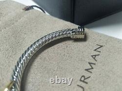 David Yurman 5mm Double X Station Sterling Silver & 14k Cuff Cable Bracelet