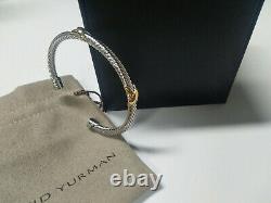 David Yurman 5mm Double X Station Sterling Silver & 14k Cuff Cable Bracelet