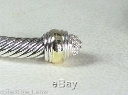David Yurman 5mm Pave Diamond 14k Yellow Gold & Sterling Silver Bracelet