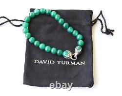 David Yurman 8mm Spiritual Beads Bracelet Sterling Silver with Green Onyx 8.5