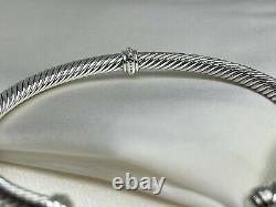 David Yurman 925 Center Station Cable Classic 4mm Cuff Bracelet with Diamonds