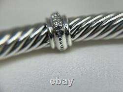 David Yurman 925 Center Station Cable Classic 4mm Cuff Bracelet with Diamonds