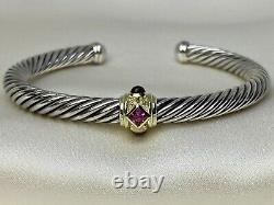 David Yurman 925 Renaissance Bracelet Pink Tourmaline, Rhodalite Garnet 14K Gold