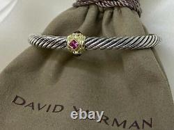 David Yurman 925 Renaissance Bracelet Pink Tourmaline, Rhodalite Garnet 14K Gold
