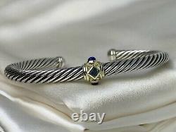 David Yurman 925 Renaissance Cable Bracelet Blue Topaz, Lapis Lazuli 14K Gold