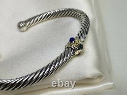 David Yurman 925 Renaissance Cable Bracelet Blue Topaz, Lapis Lazuli 14K Gold