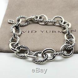 David Yurman 925 Sterling Silver 12mm Large Oval Link Cable Chain Bracelet 7