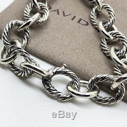 David Yurman 925 Sterling Silver 12mm Large Oval Link Cable Chain Bracelet 7