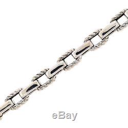 David Yurman 925 Sterling Silver 18K Gold 9mm Cable Link Chain Bracelet 8.5 Inch