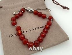 David Yurman. 925 Sterling Silver Spiritual Beaded Red Carnelian Bracelet