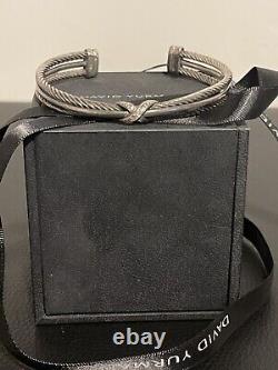 David Yurman Authentic Crossover X BraceletSterling Silver w Pavé Diamonds