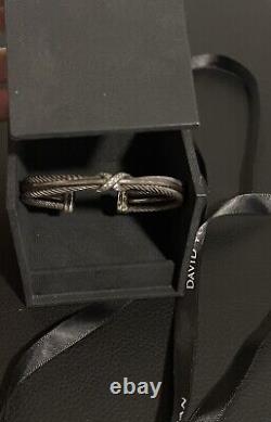 David Yurman Authentic Crossover X BraceletSterling Silver w Pavé Diamonds