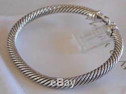 David Yurman Buckle 18k Yellow Gold Sterling Silver 5mm Cable Bracelet withPouch