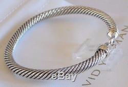David Yurman Buckle 18k Yellow Gold Sterling Silver 5mm Cable Bracelet withPouch