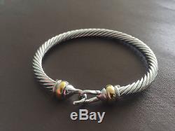 David Yurman Cable Buckle 925 Sterling Silver Bracelet With 18k Gold 5mm