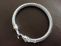 David Yurman Cable Buckle 925 Sterling Silver Bracelet With 18k Gold 5mm