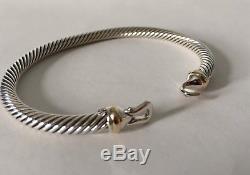 David Yurman Cable Buckle Bracelet With 18kGold 5mm 925 Sterling Silver Sz Large