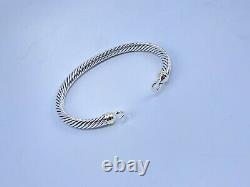 David Yurman Cable Buckle Bracelet With 18k Gold, 5mm 925 Sterling Silver (M)