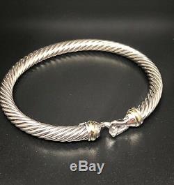 David Yurman Cable Buckle Bracelet With 18k Gold 5mm 925 Sterling Silver SMALL