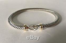 David Yurman Cable Buckle Bracelet With 18k Gold 5mm 925 Sterling Silver (S)