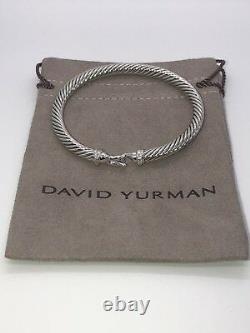 David Yurman Cable Buckle Bracelet with Diamonds 5mm Sz Large Authentic