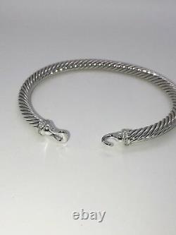 David Yurman Cable Buckle Bracelet with Diamonds 5mm Sz Large Authentic