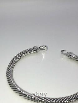 David Yurman Cable Buckle Bracelet with Diamonds 5mm Sz Large Authentic