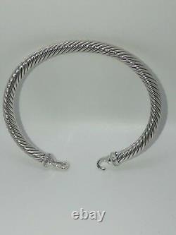 David Yurman Cable Buckle Bracelet with Diamonds 5mm Sz Large Authentic