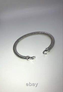 David Yurman Cable Buckle Bracelet with Diamonds 5mm Sz Large Authentic