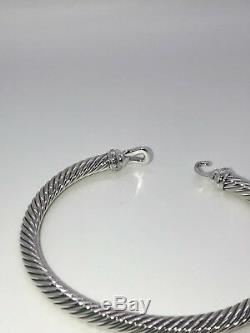 David Yurman Cable Buckle Bracelet with Diamonds 5mm Sz Medium Authentic
