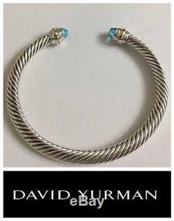 David Yurman Cable Classic Bracelet with Blue Topaz and 14K Gold 5mm