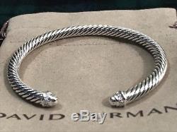 David Yurman Cable Classic Bracelet with Sterling Silver Domes & Diamonds 5mm
