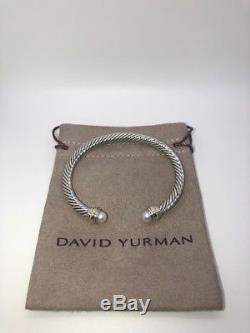 David Yurman Cable Classics Bracelet with Pearl & 14k Gold 5mm Med Authentic