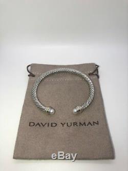 David Yurman Cable Classics Bracelet with Pearl & 14k Gold 5mm Small Authentic