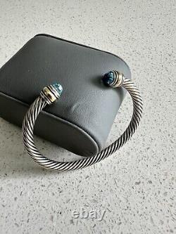 David Yurman Cable Classics Cuff Bracelet Blue Topaz Size Medium