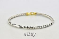 David Yurman Cable Collectibles Buckle Bangle Bracelet 18k Sterling Silver 3mm