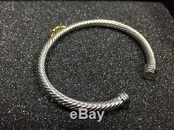 David Yurman Cable Cuff 925 Sterling Silver Bracelet 18k Gold X Crossover 4mm